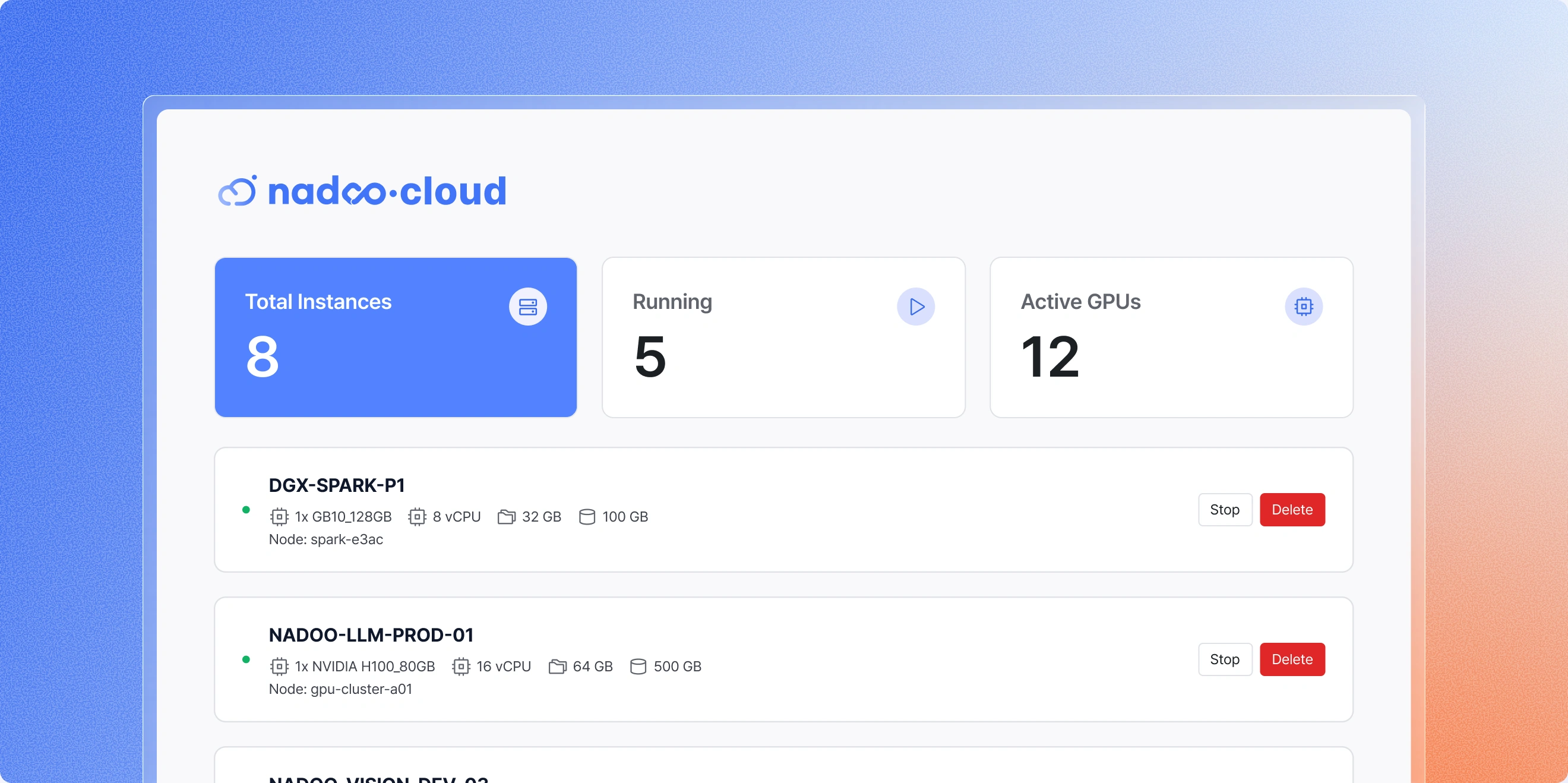 Nadoo Cloud console
