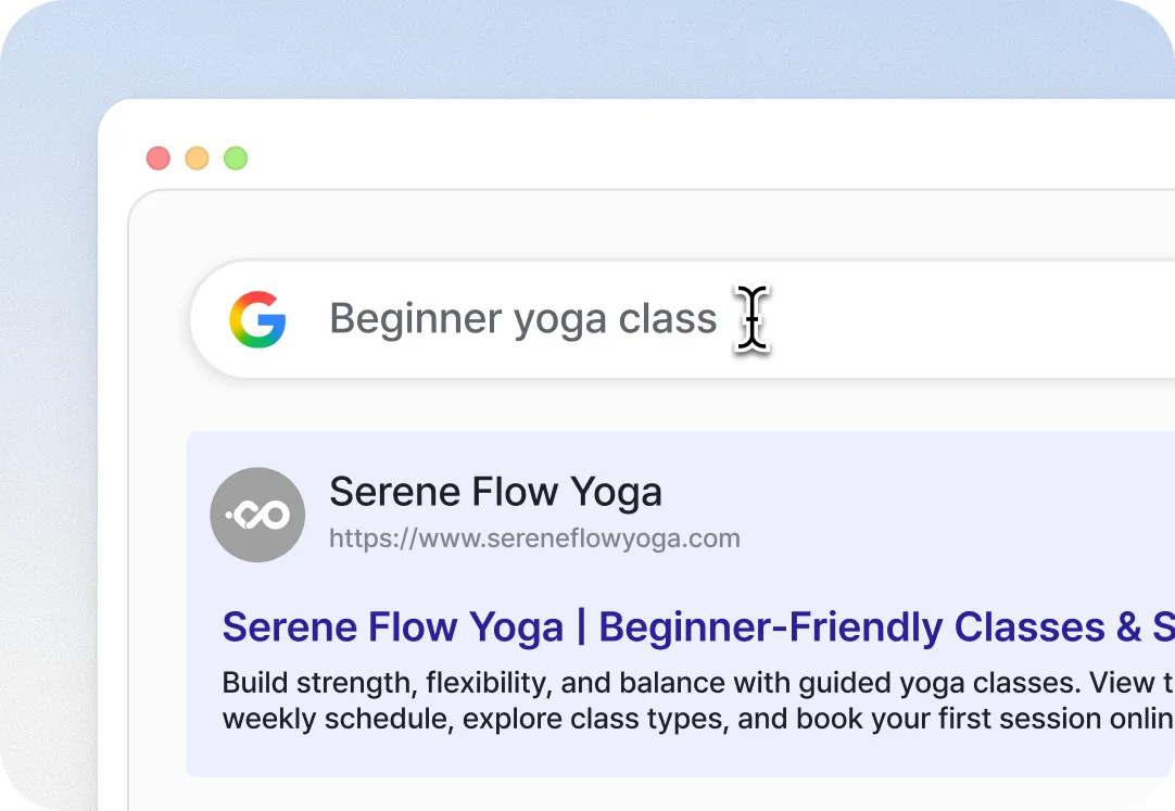 A brand website surfaced in search results