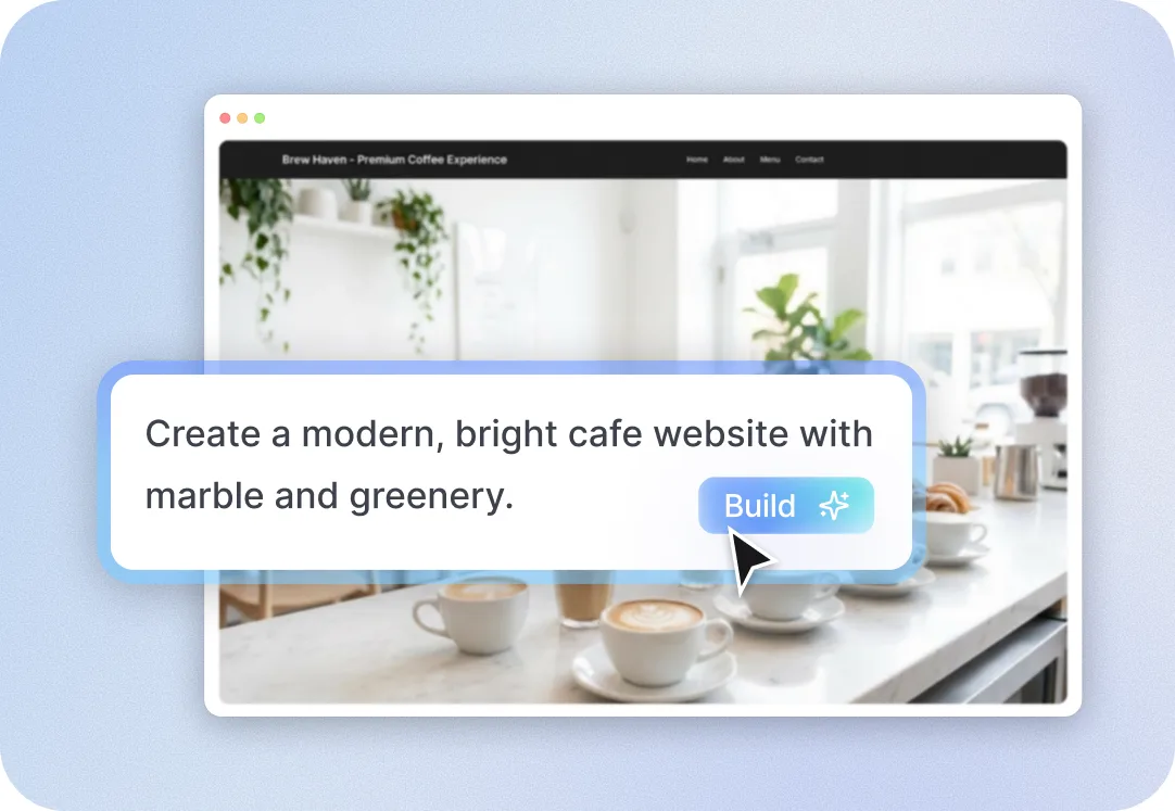 An AI builder turning one sentence into a website