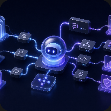 3D asset representing an AI agent builder